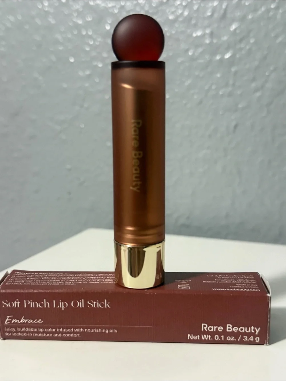 Rare Beauty Soft Pinch Lip Oil Stick — Embrace (Warm Brown)